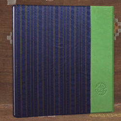 אלבום אירועים עור ירוק ובד כחול מבריק עם זהב