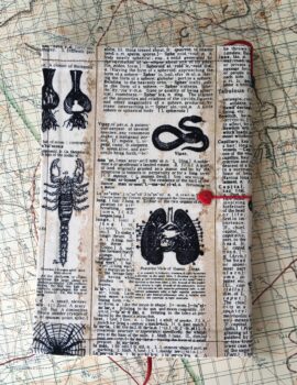 מחברת שורות עבה מילון ביולוגי שחור לבן וכפתור אדום