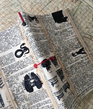 מחברת שורות עבה מילון ביולוגי וסימניה אדומה