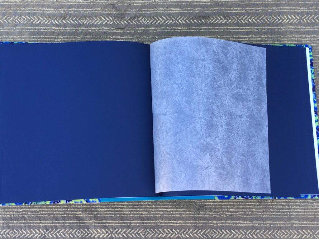 אלבום חתונה כחול ירוק עם דפים כחולים