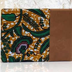 בד אפריקאי חום ירוק דפים צהובים