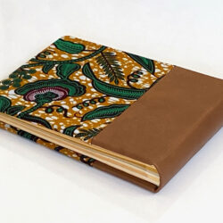 בד אפריקאי חום ירוק דפים צהובים