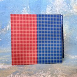 אקורדיון עם 12 צלעות להדבקת תמונות, קרטונים מחופים בבד צבעוני בחזית ובגב, ביניהם גליון נייר מקופל